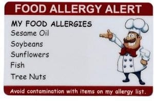 Custom Chef Card by SecureID for child's nut allergy